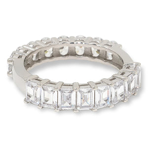 Absolute Sterling Silver 1/2 & 1/2 Comfort Band Eternity Ring, Size 9