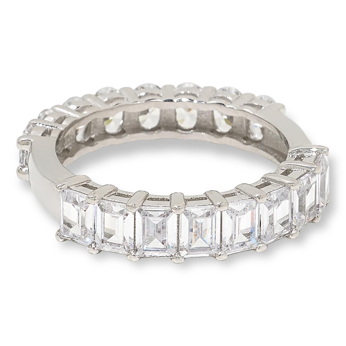 Absolute Sterling Silver 1/2 & 1/2 Comfort Band Eternity Ring, Size 9