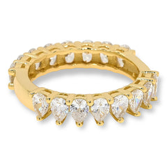 Absolute Sterling Silver Goldtone 1/2 & 1/2 "Pear" Comfort Band Eternity Ring, Size 6