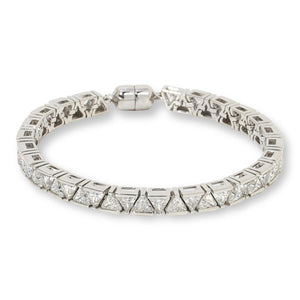 Absolute Sterling Silver Trilliant-cut Magic Magnet Clasp Line Bracelet, 7" fit