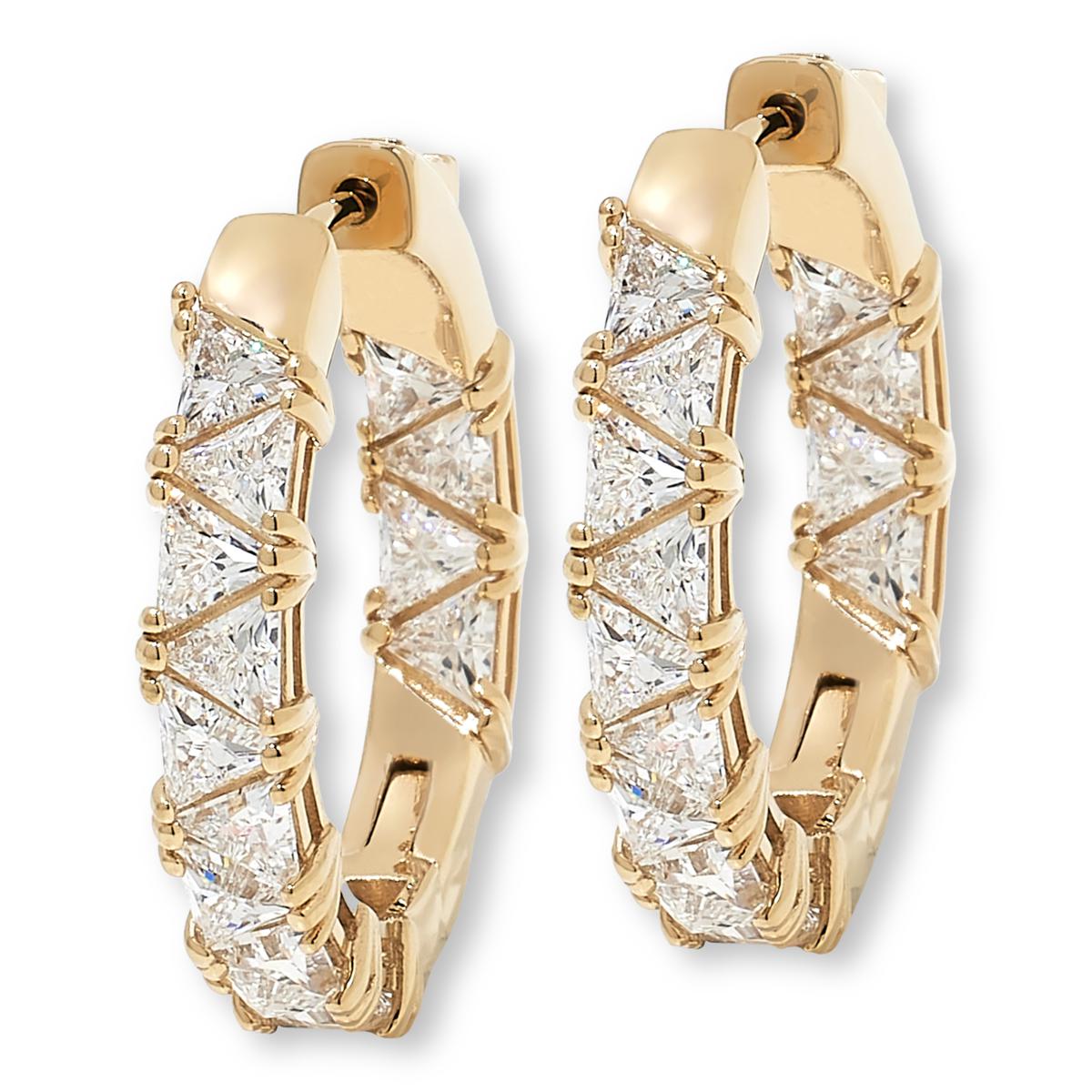 Absolute Sterling Silver Trilliant Cut Inside-Outside Hoop Earrings, 3/4"