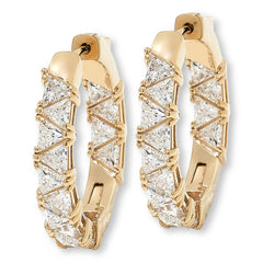 Absolute Sterling Silver Trilliant Cut Inside-Outside Hoop Earrings, 3/4"