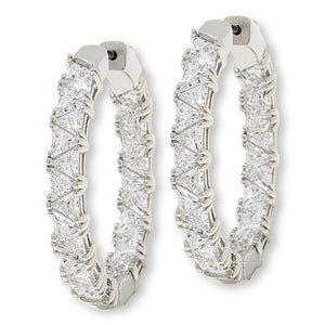 Absolute Sterling Silver Trilliant Cut Inside-Outside Hoop Earrings, 1"
