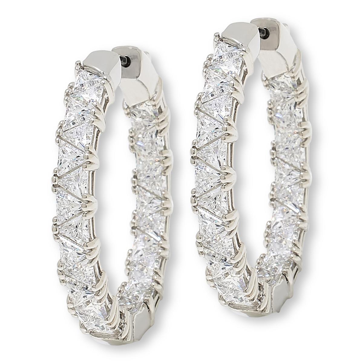 Absolute Sterling Silver Trilliant Cut Inside-Outside Hoop Earrings, 1"