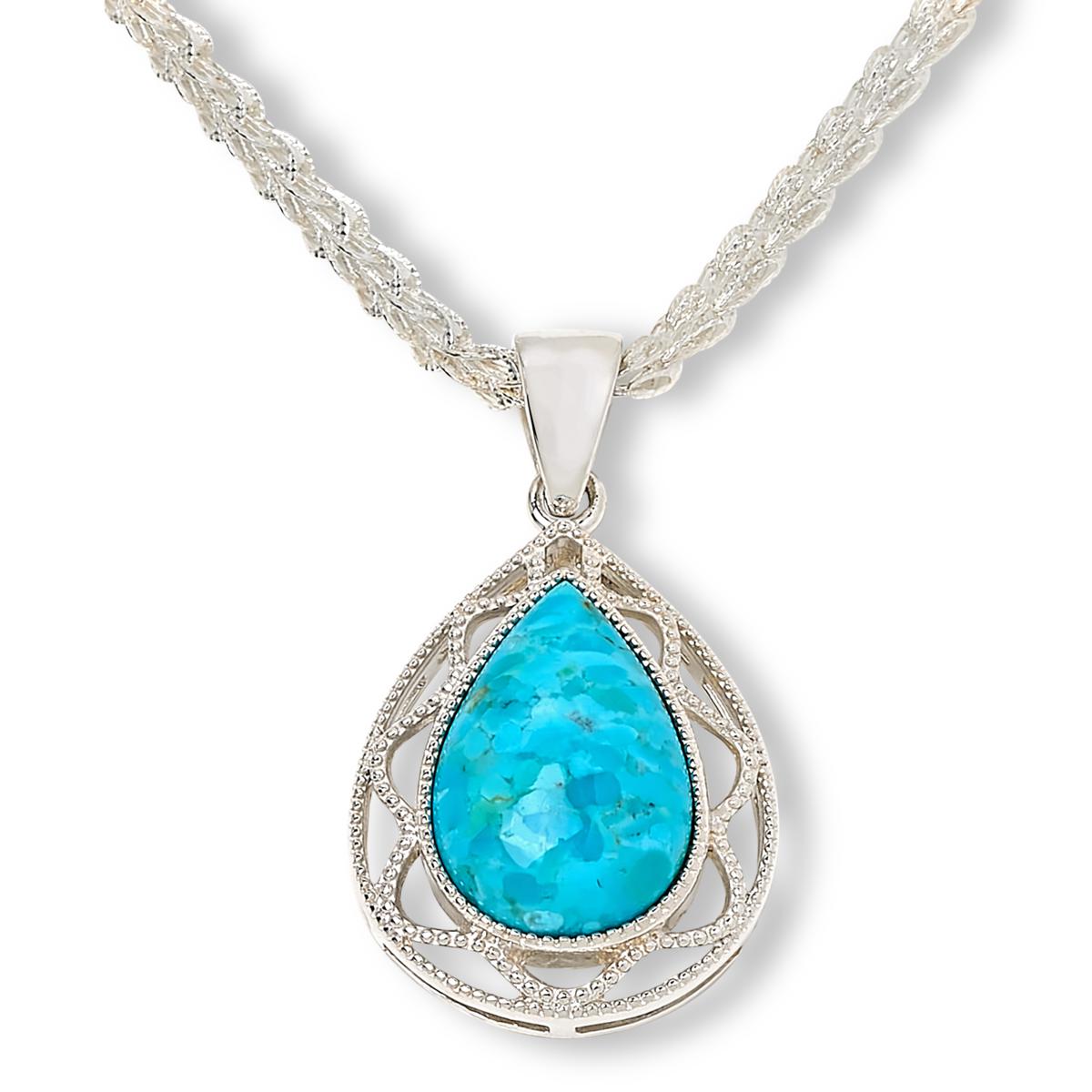 Jay King Sterling Silver Heavenly Well Lake Compressed Turquoise Pendant Necklace,