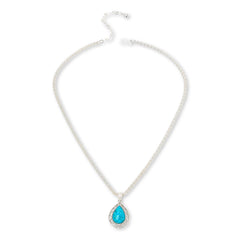 Jay King Sterling Silver Heavenly Well Lake Compressed Turquoise Pendant Necklace,