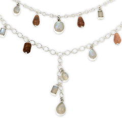 Jay King Sterling Silver Multi-Moonstone 2-Chain  Necklace, 18"