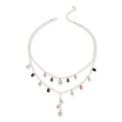 Jay King Sterling Silver Multi-Moonstone 2-Chain  Necklace, 18"