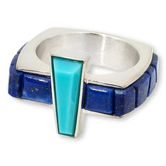Jay King Sterling Silver Campitos Turquoise & Lapis Wide Band Ring, Size 7
