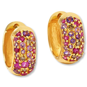 Rarities Sterling Silver Goldclad Diamond-Accented Pink Sapphire/ Amethyst Huggie Earrings