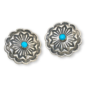Chaco Canyon Sterling Silver Sleeping Beauty Turquoise Stud Earrings