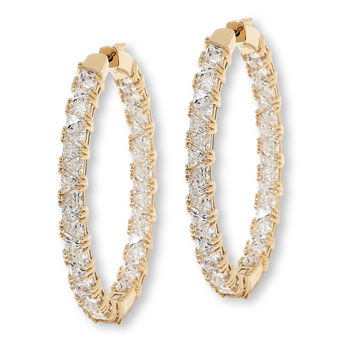 Absolute Sterling Silver Trilliant Inside-Outside Hoop Earrings, 1-1/2"