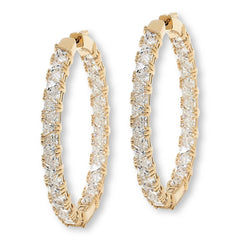 Absolute Sterling Silver Trilliant Inside-Outside Hoop Earrings, 1-1/2"