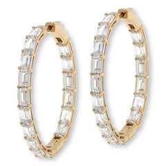 Absolute Sterling Silver Goldclad Emerald-Cut Inside-Outside Hoop Earrings, 1-1/2"