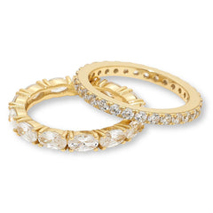Absolute Sterling Silver Goldclad Oval & Round Eternity Ring 2-piece Set, Size 6