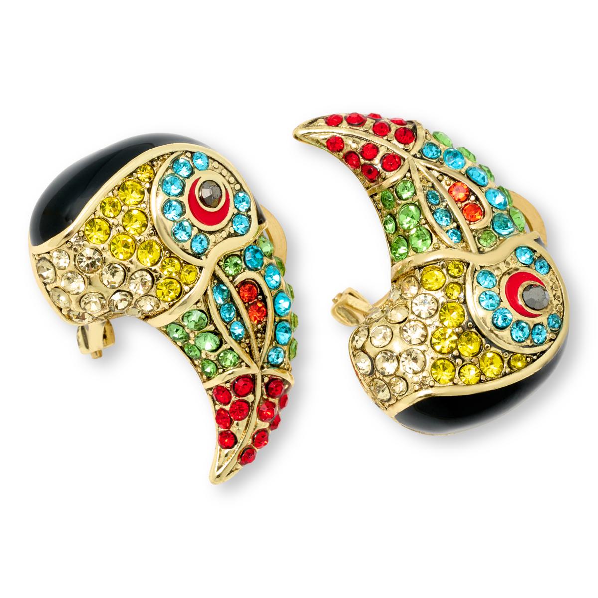 Heidi Daus Critter Crazy Crystal Toucan & Enamel Stud Earrings