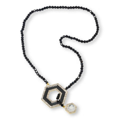 Heidi Daus Black "Hex Appeal" Crystal-Accented Beaded Lariat Necklace