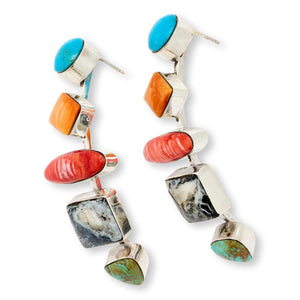 Chaco Canyon Sterling Silver Multi-gemstone Curved Earrings