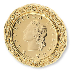 Bellezza Bronze  20 Lira Coin Byzantine Frame Ring, Size 7