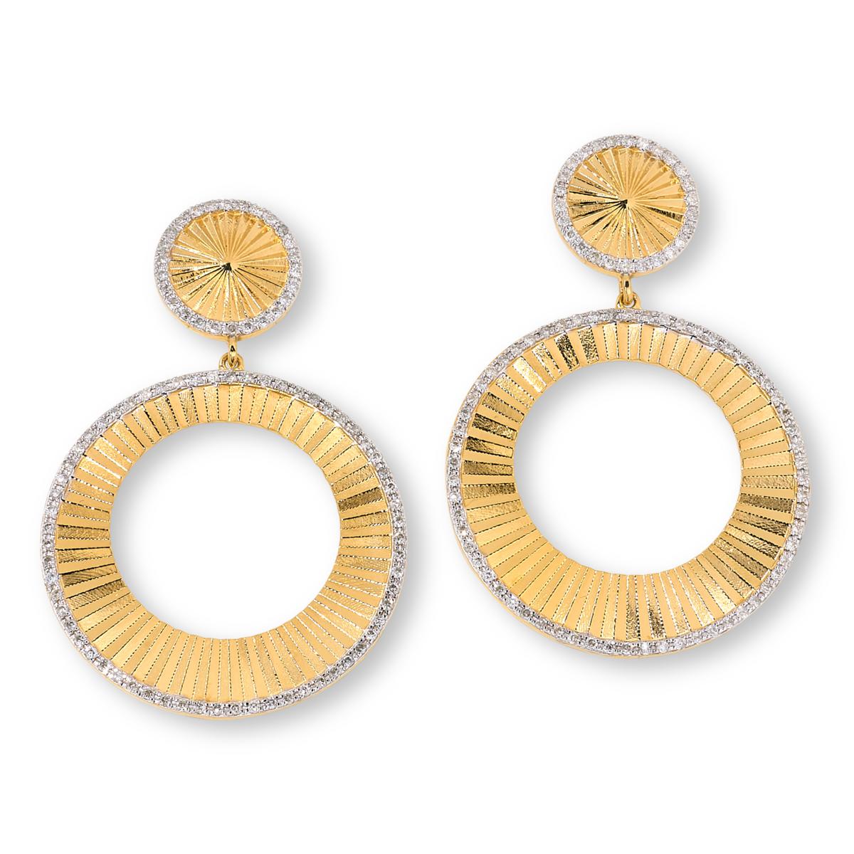Rarities Sterling Silver Goldclad 3/4ctw Diamond Fluted Round Drop Earrings