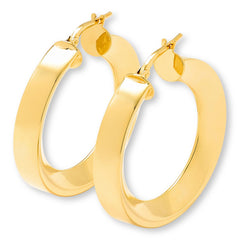 Bellezza Bronze Polished Triangular Tube Hoop Earrings, 1-1/4"