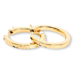 Fiorenza Sterling Silver Goldclad Diamond-Cut Hoop Earrings,  1"