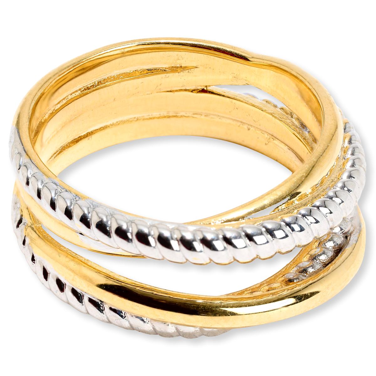 Bellezza Bronze Multirow and Smooth Crossover Ring, Size 6