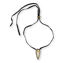 Rarities Sterling Silver Goldclad Black Spinel & White Topaz Suede Cord Bolo Necklace, 36"