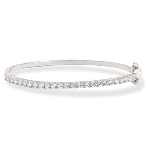 Absolute Sterling Silver Round Magnetic Clasp Tennis Bangle Bracelet, 7-1/4"