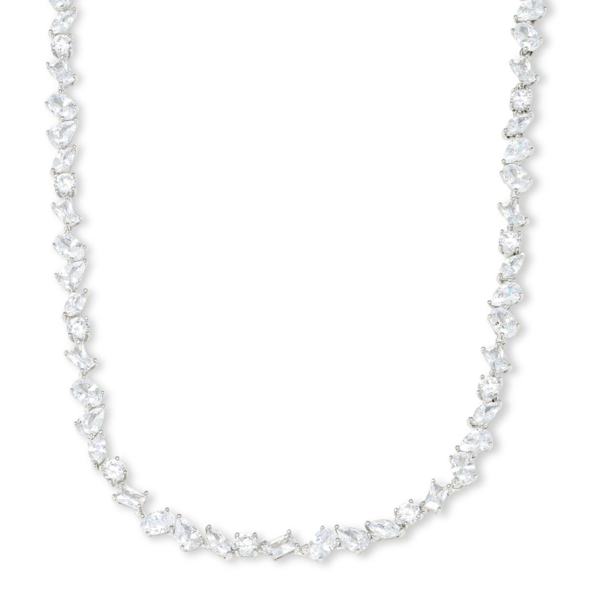 Absolute Sterling Silver 42.03ctw Multi-shaped Stone Line Necklace