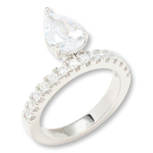 Absolute Sterling Silver 5.84ctw Pear-Cut Floating Ring, Size 6