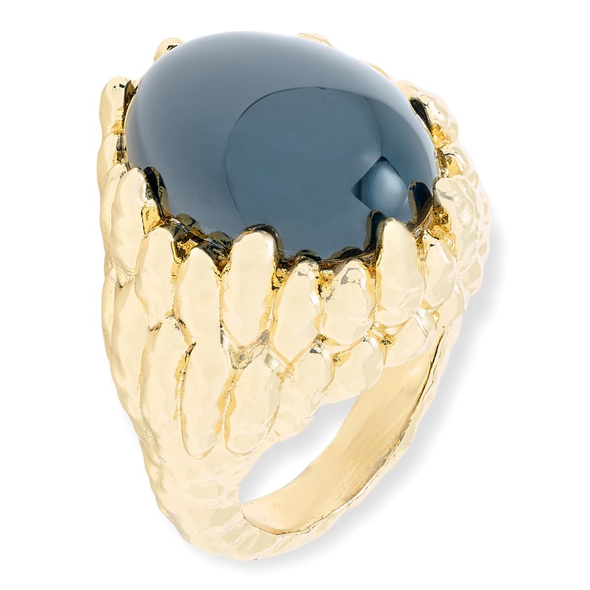 Bellezza Bronze Onyx Crown Design Solitaire Ring, Size 6