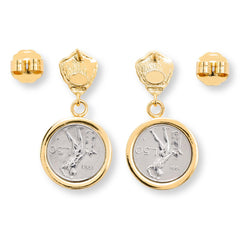 Bellezza 50 Lira Mini Coin Bronze Drop Earrings