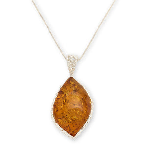 Amber Extraordinaire Sterling Silver Cognac Amber Statement Adjustable Necklace,