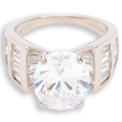 Absolute Sterling Silver 16.42ctw Oval Solitaire with Baguettes Ring, Size 8