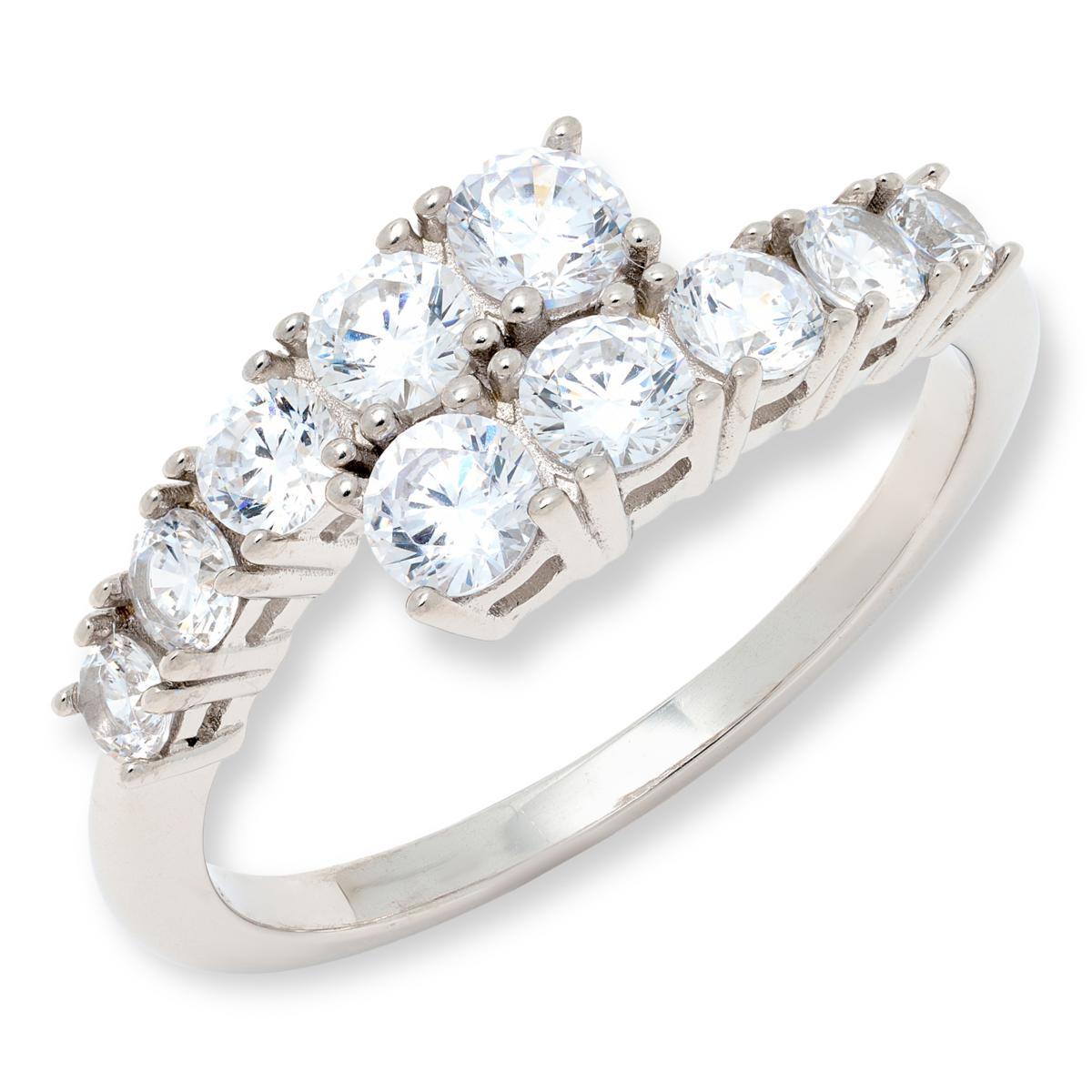 Absolute Sterling Silver 3.20ctw Graduated Round Bypass Ring, Size 8