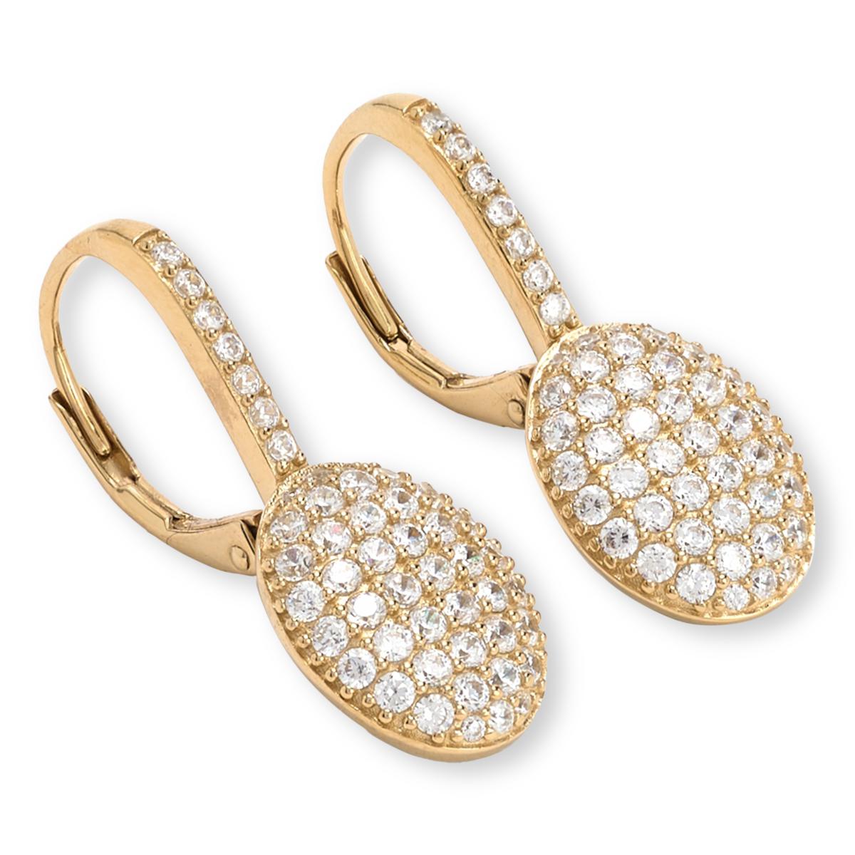 Absolute Sterling Silver Goldclad 3.78ctw Pavé Oval Drop Earrings