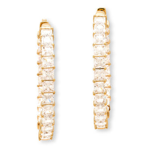 Absolute Sterling Silver Goldtone Princess Cut Inside-Outside Hoop Earrings, 1-1/2"