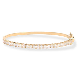 Absolute Sterling Silver Goldclad Asscher Magnetic Clasp Tennis Bangle Bracelet, 7"