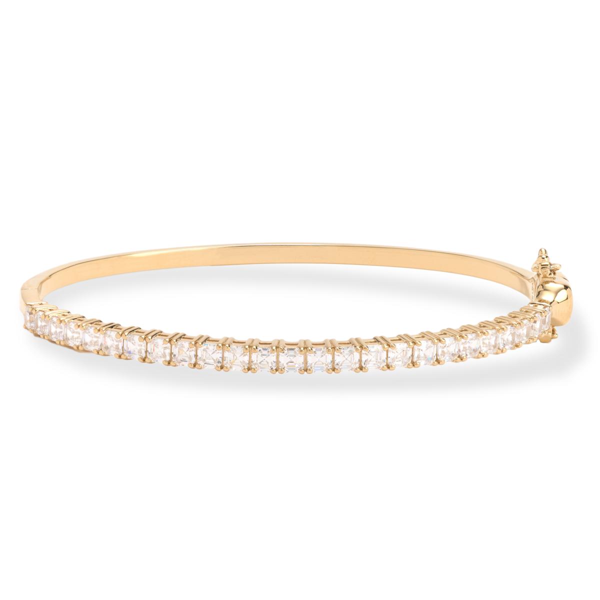 Absolute Sterling Silver Goldclad Asscher Magnetic Clasp Tennis Bangle Bracelet, 7"