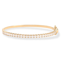 Absolute Sterling Silver Goldclad Asscher Magnetic Clasp Tennis Bangle Bracelet, 7"