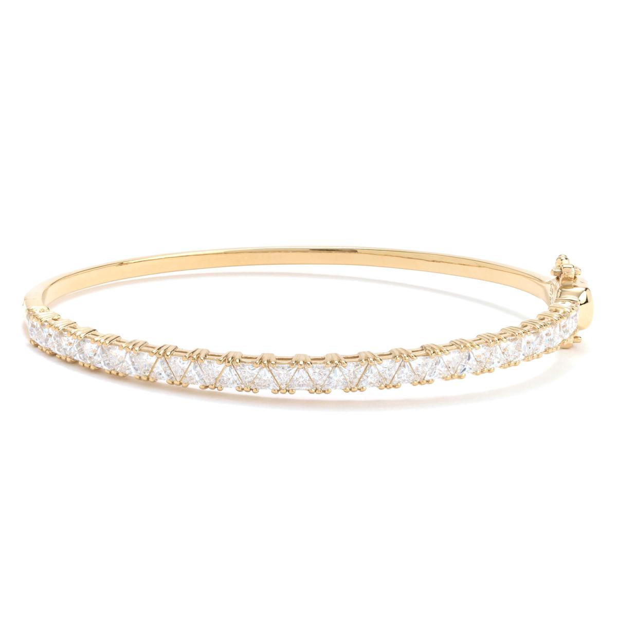Absolute Sterling Silver Goldclad Triangle Magnetic Clasp Tennis Bangle Bracelet, 7"