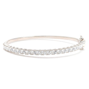 Absolute Sterling Silver Triangle Magnetic Clasp Tennis Bangle Bracelet, 7"