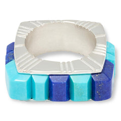 Jay King Sterling Silver Sonoran Blue Turquoise & Lapis 3D Inlay Ring, Size 9