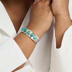 Jay King Sterling Silver Cabochon Compressed Turquoise Hammered Cuff Bracelet,
