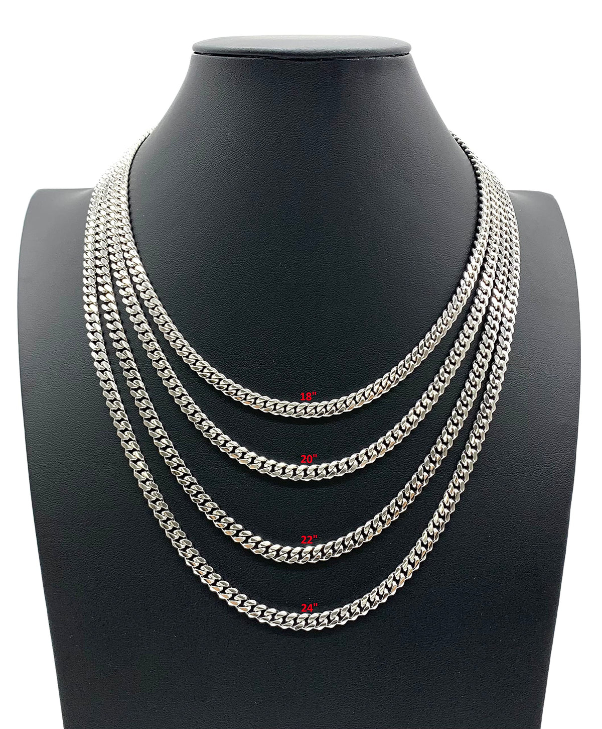 Duhaas Sterling Silver 925 Rhodium Plated Cuban Link Chain
