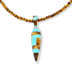 Jay King Sterling Silver Turquoise & Tiger's Eye Pendant Necklace, 32"