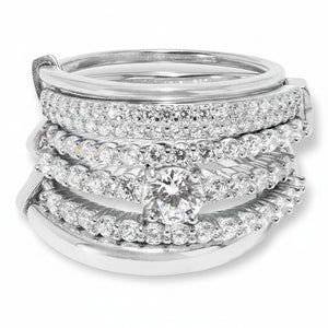 Absolute Sterling Silver Connected 6-Band Stack Ring, Size 7