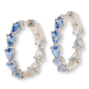 Absolute x Marysol Patton Brass Blue Pear Hoop Earrings, 1"