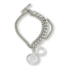 Bellezza Bronze White Multi-Chain Lira Charm Toggle Bracelet